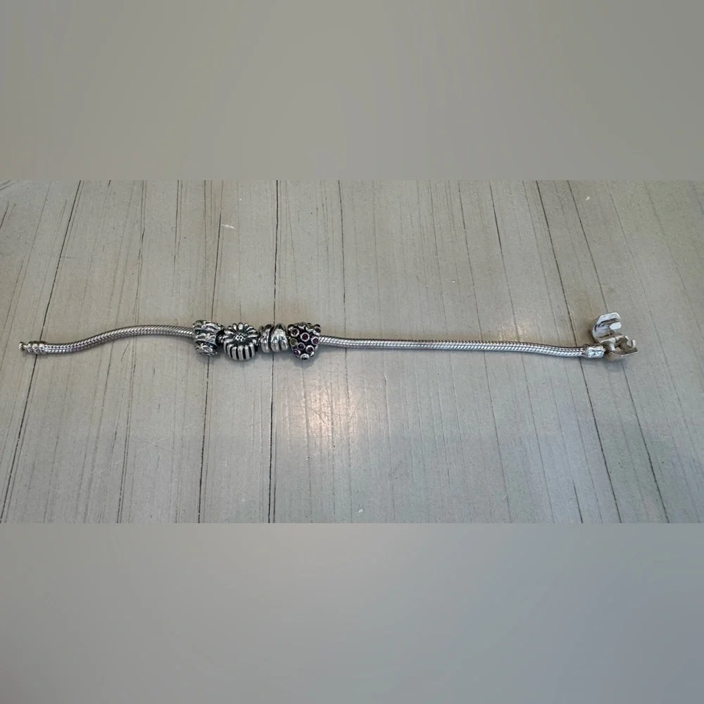 Biagi/Pandora 925 Sterling Silver Snake Bracelet with Vintage Charms - Picture 5 of 15